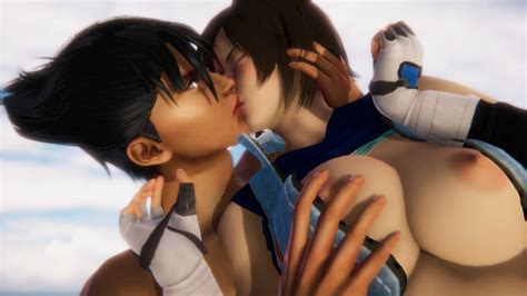 Kazama Asuka Kazama Jin Tekken Highres D Breast Grab From Behind Grabbing Kiss Nipples
