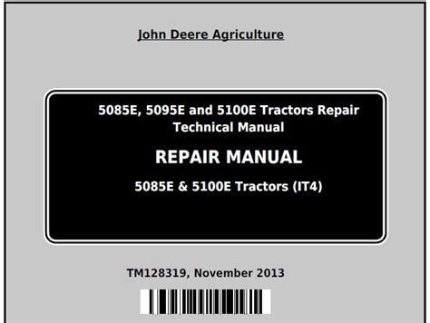 John Deere 5085e 5095e And 5100e Tractors Repair Technical Manual