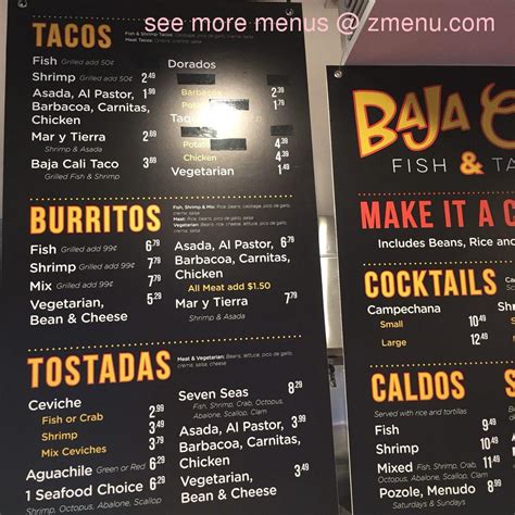 Online Menu Of Baja Cali Fish And Tacos Pasadena Washington Restaurant
