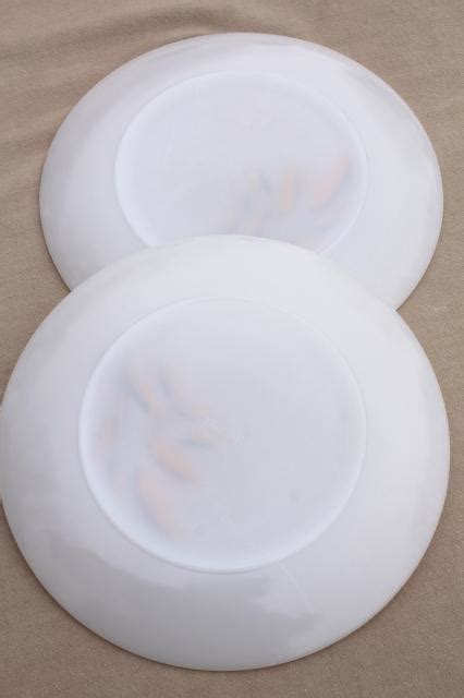 Vintage Fire King Golden Wheat Milk Glass Dinner Plates Set Of 8