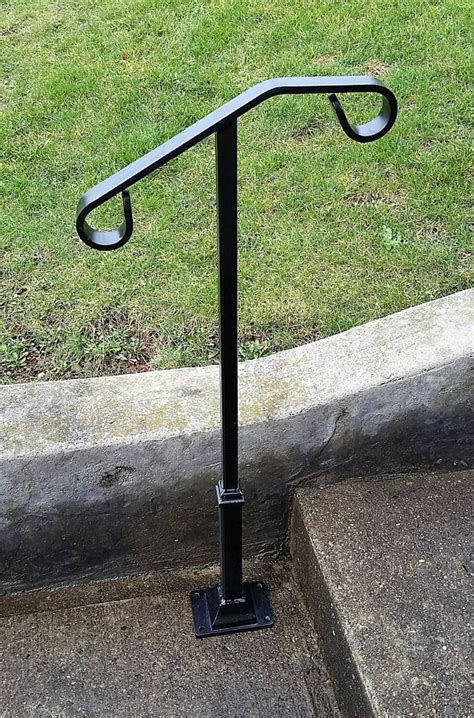 Handrails are typically supported by posts or mounted directly to walls. Standard Single Post Flat Bar Top Hand Rail 1 or 2 step ...
