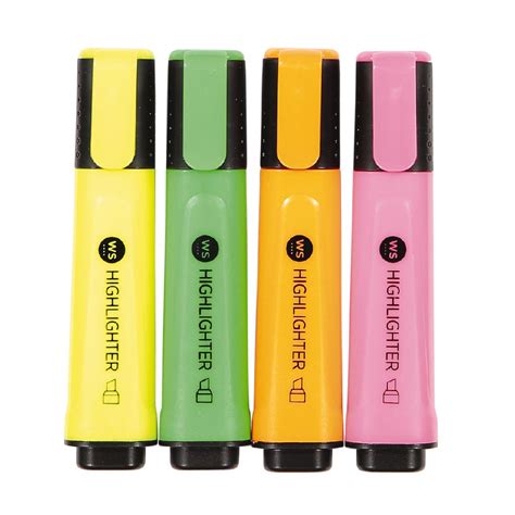 Ws Highlighters 4 Pack Assorted Assorted The Warehouse