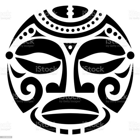 polynesian maori face tattoo vector pattern hawaiian man or woman tribal design stock