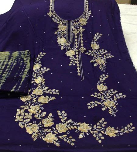 Unstitched Cotton Purple Embroidered Punjabi Suit At Best Price In Jalandhar