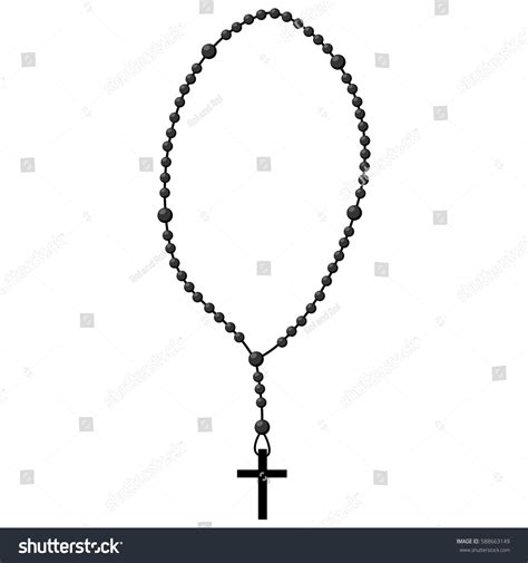 Holy Rosary Beads Vector Illustration Prayer Stock Vector 588663149