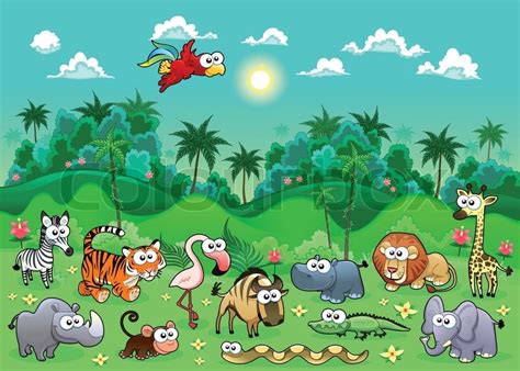 Jungle Animals Funny Cartoon And Stock Vector Colourbox