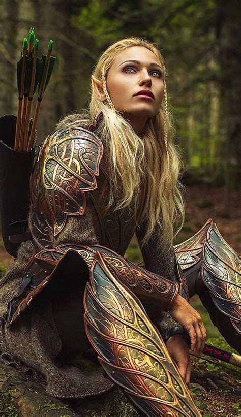 F High Elf Fighter Hvy Armor Longbow Sword Fantasy Female Warrior