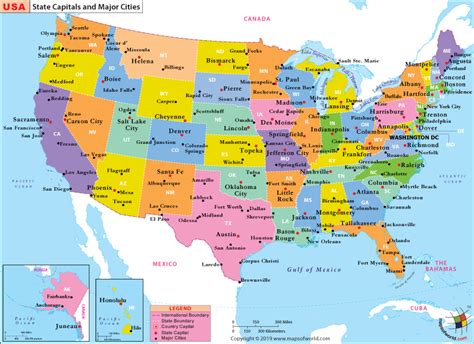 US Map with States and Cities, List of Major Cities of USA