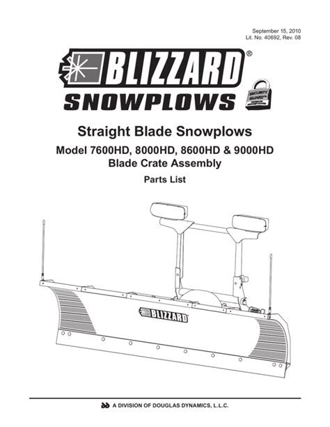 Blizzard Parts List Hd Snowplows Plow Side Blade And Off Truck