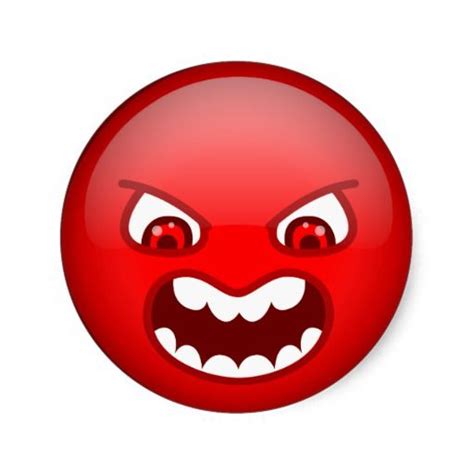 Angry Red Classic Round Sticker In 2021 Smiley Emoticon