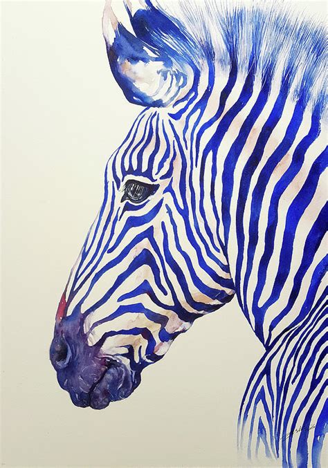 Blazing Blue Zebra Painting By Arti Chauhan Fine Art America