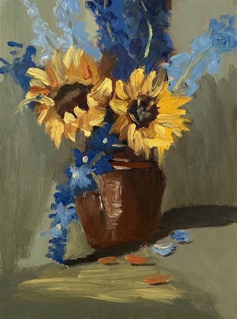 Sunflowers In A Vase Still Life Contemporary Art Interior Designing 6x8 Flowers