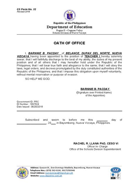 Oath Of Office Pdf Oath Of Office Cultural Conventions