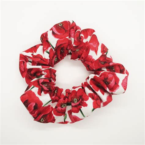 Poppy Scrunchie Red Scrunchie Floral Hair Band Red Hair Etsy Uk