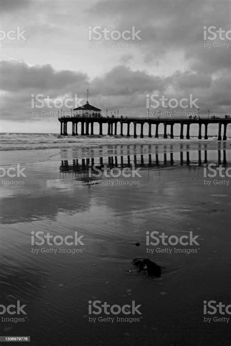Manhattan Beach Pier In Black And White Stock Photo Download Image