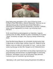 Talambuhay Docx Ang Kabuuang Pangalan Ni Dr Jose P Rizal Ay Jose
