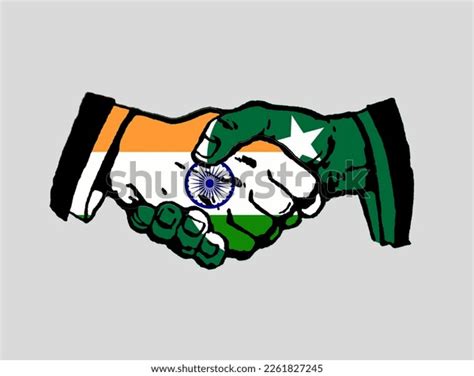 Handshake Between India Pakistan Depicting Good Stock Illustration