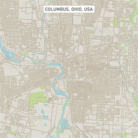 Columbus Ohio Us City Street Map Digital Art By Frank Ramspott Pixels