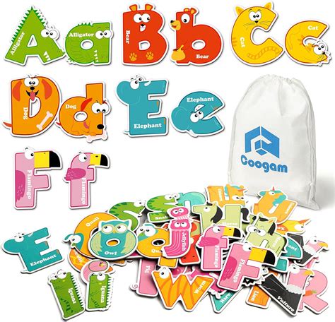 Coogam Jumbo Magnetic Letters Set 52pcs Abc Alphabet