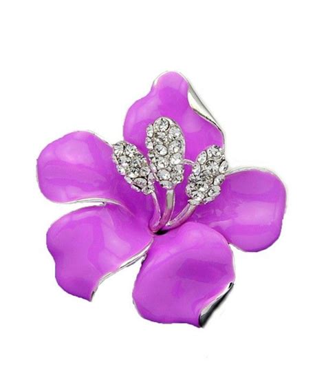 Fashion Jewelry Fancy Vintage Rhinestone Bling Crystal Rose Flower Brooch Pin Purple