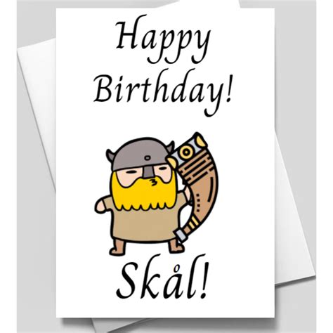 Happy Birthday Card Skal Card Printable Blank Card Etsy Uk