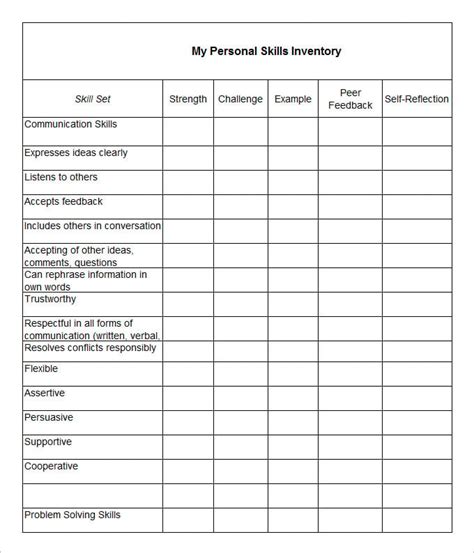 Skills Inventory Template 6 Free Word Excel Pdf Documents Download