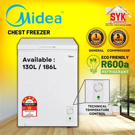 SYK Free Shipping Midea Duo Function Chest Freezer 130L 186L 260L Deep Freezer Frezer Peti Sejuk