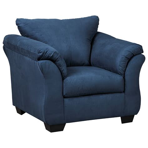 Signature Design By Ashley Darcy Blue Contemporary Upholstered Chair With Sweeping Pillow Arms