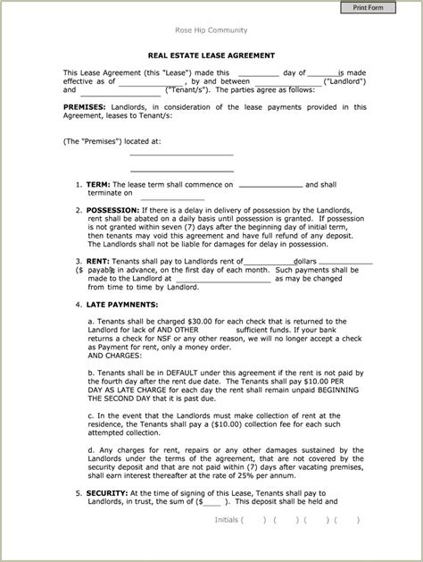 Free Printable Basic Rental Agreement Template Resume Gallery