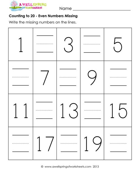 Counting 1 To 20 Worksheets