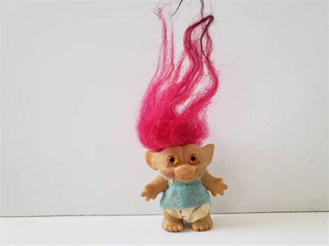 Vintage Troll Doll 1960s Original Pink Hair Orange Eyes 25 Trolls