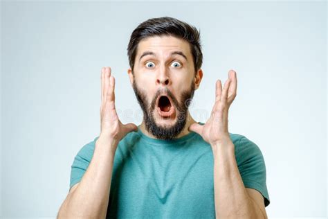 Man With Shocked Amazed Expression Stock Photo Image Of Cheerful