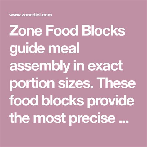 Zone Food Blocks Portion Sizes Guide Portion Sizes Zone Diet