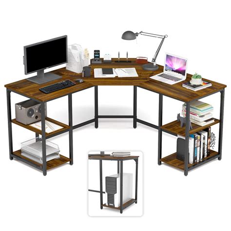 Buy Elephance Large L Shaped Computer Desk With Shelves Corner Desk