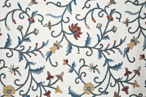 Multicolor Tree Of Life Birds Cotton Crewel Embroidery Fabric
