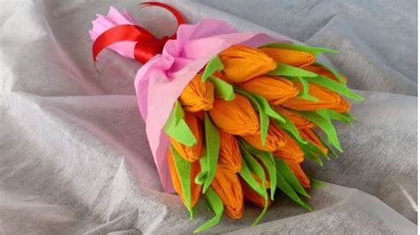 Diy Cara Membuat Buket Bunga Tulip Dengan Kertas Krep Youtube