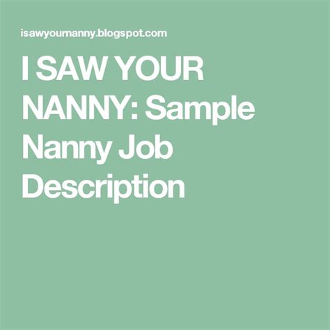 i saw your nanny sample nanny job description nanny job description nanny jobs nanny