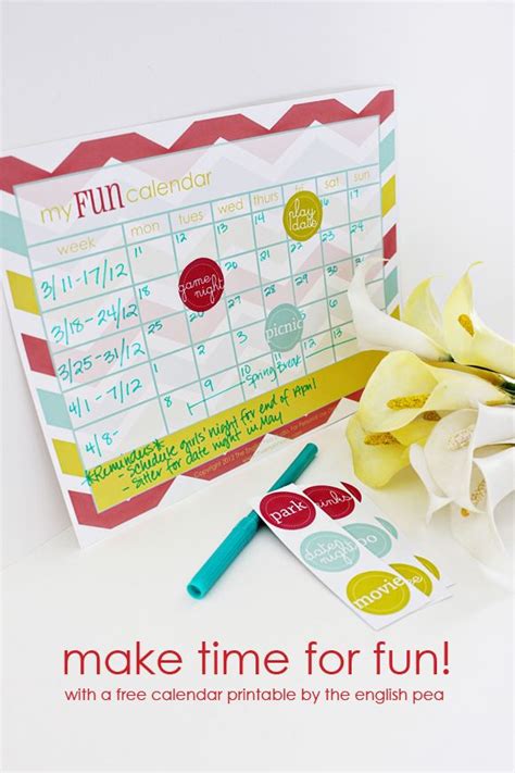 Make Time For Fun Free Printable Calendar Set Oh My Handmade Free