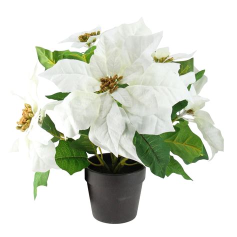 145 White Artificial Christmas Poinsettia Flower Plant