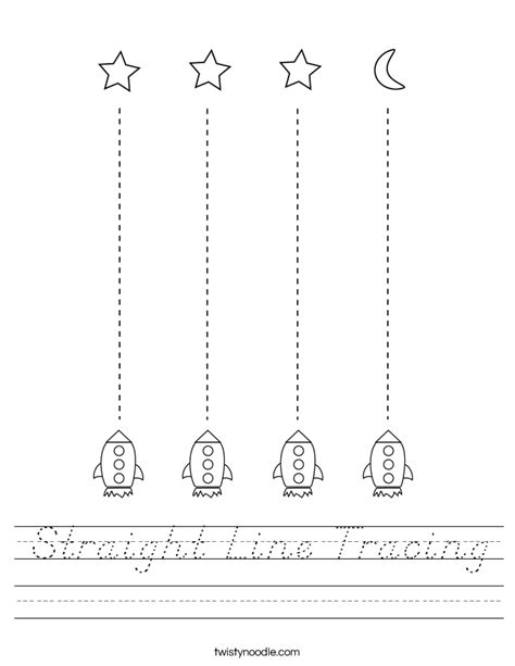 Straight Line Tracing Worksheet Dnealian Twisty Noodle