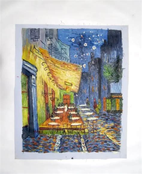 Vincent Van Gogh Cafe Terrace At Night Hand Painted On Canvas Vintage