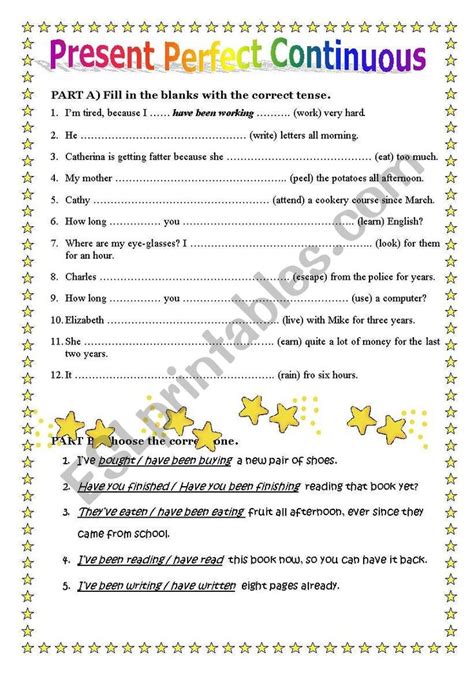 Present Perfect Cont Vs Present Perfect Tense Worksheet It Can Be