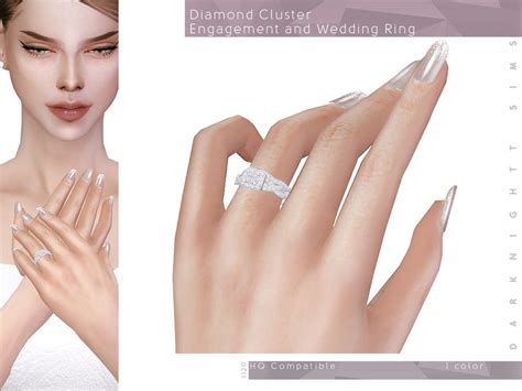 Darknightts Diamond Cluster Engagement And Wedding Ring