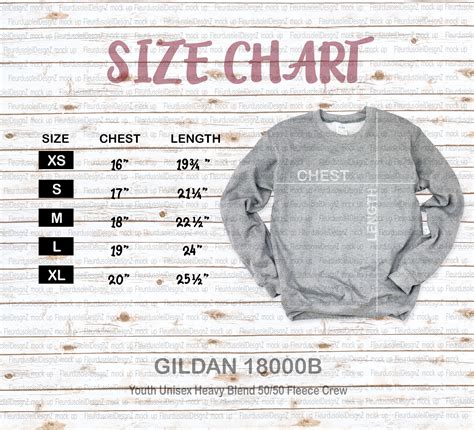 Gildan Youth Sizes Chart