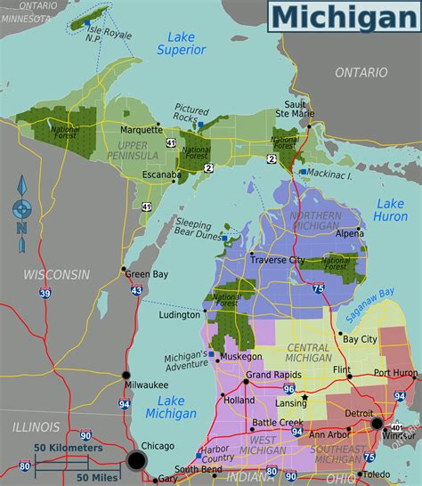 Landkarte Michigan Karte Regionen Karten Und