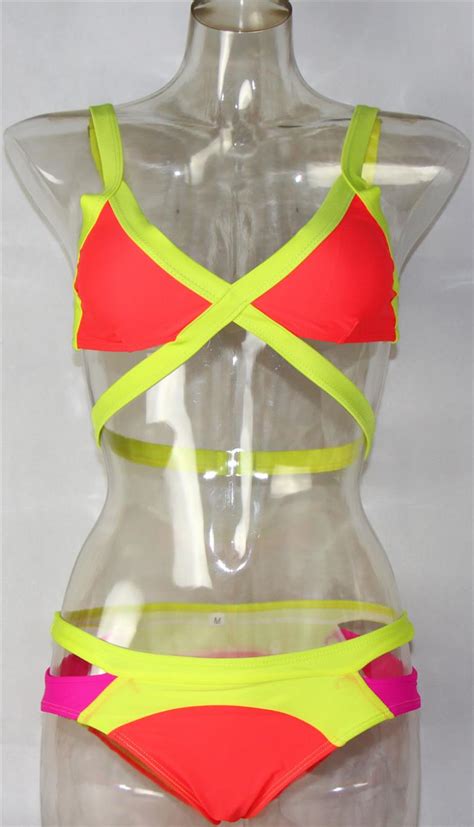 New Womens Bandage Bikini Set Neon Bathing Suit Swimwear Brazilian