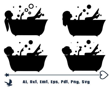 Bathing Svg Silhouette Bath Tub Vector Images Clipart Etsy