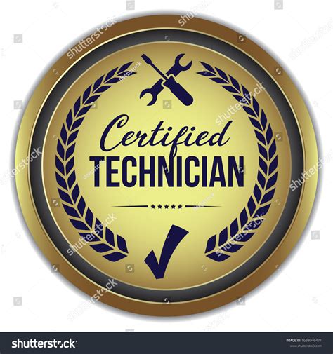 Certified Technician Vector Golden Badge Stock Vector (Royalty Free