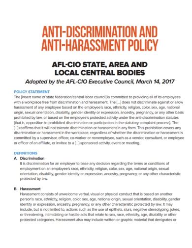 Free 10 Anti Harassment Policy Samples In Pdf Doc