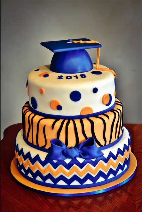 Orange And Blue Graduation Cake